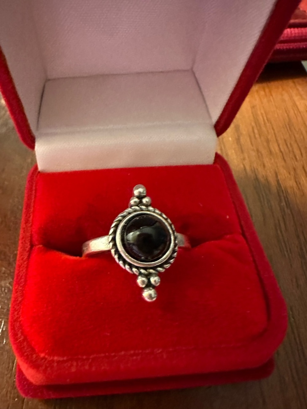 Sterling-Style Black Stone Vintage-Inspired Ring